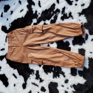 Windsor  trendy high waist faux leather cognac brown cargo pant M new with tags